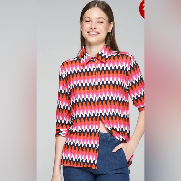 Vilagallo Tops - VILAGALLO SARA SHIRT MULTICOLOUR POINT WAVES PRINT size 42